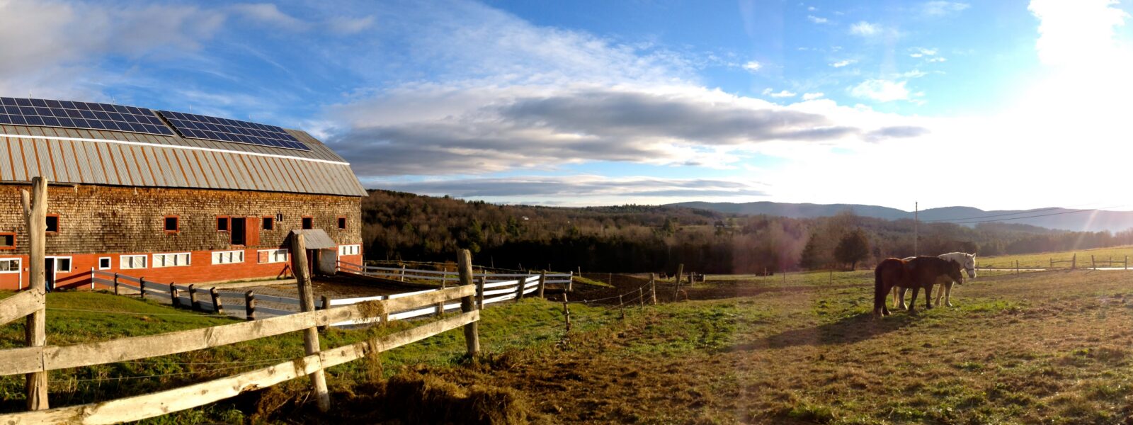 Solar panels on a Vermont barn
